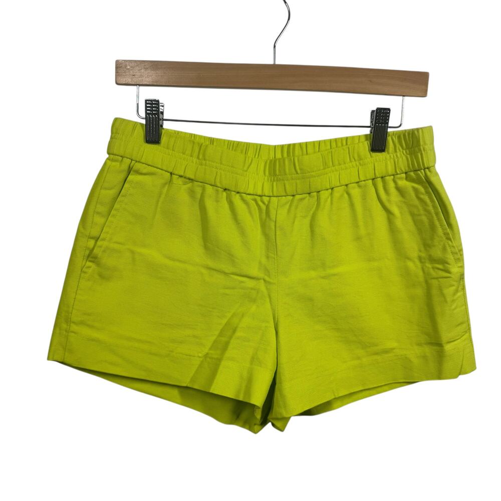 J.Crew Shorts Women 4 Neon Green/Yellow 100% Cotton Pull On Stretch Waist Preppy